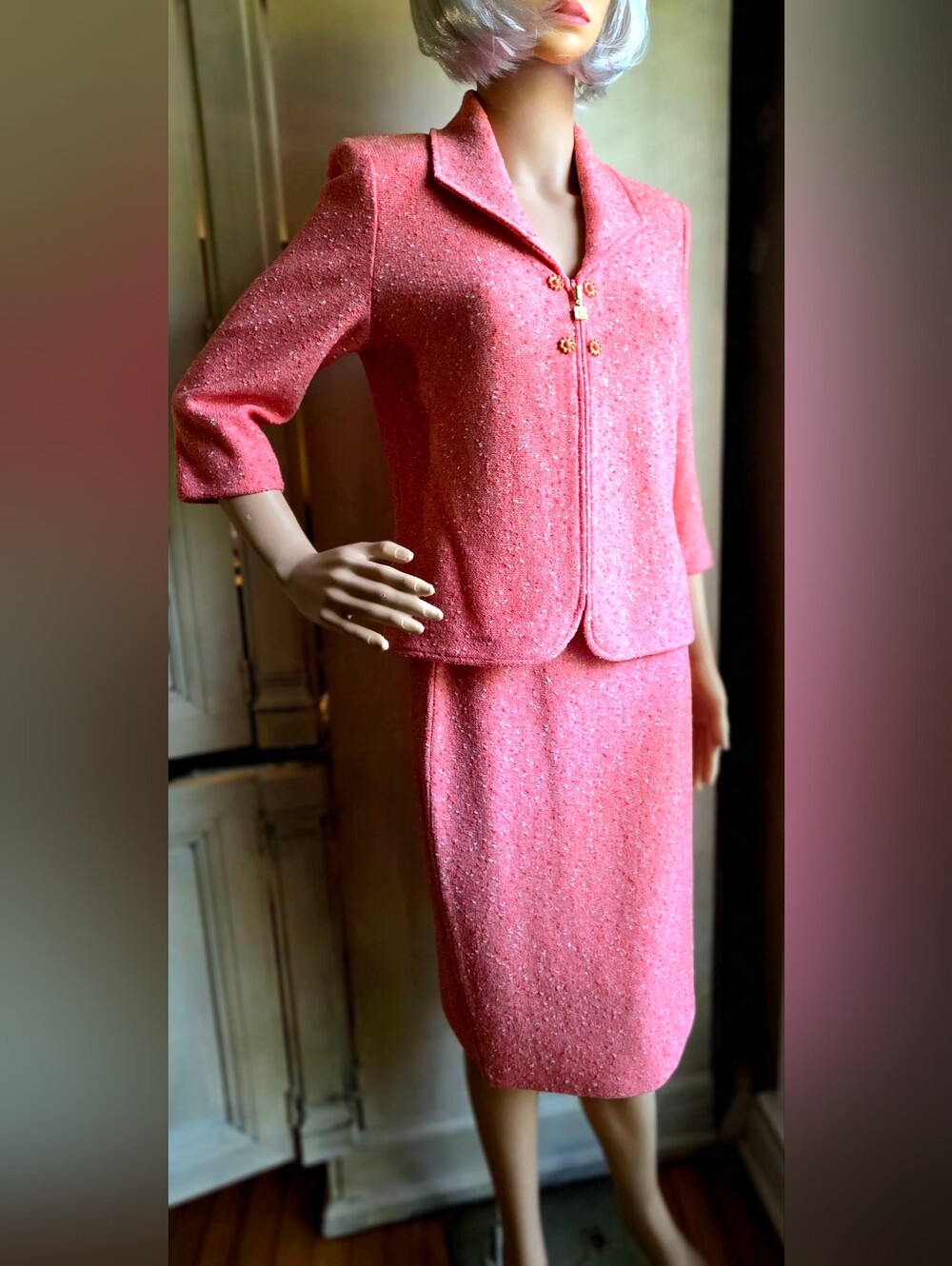 St. John Collection “Coral Melange” 2-Piece Skirt Suit